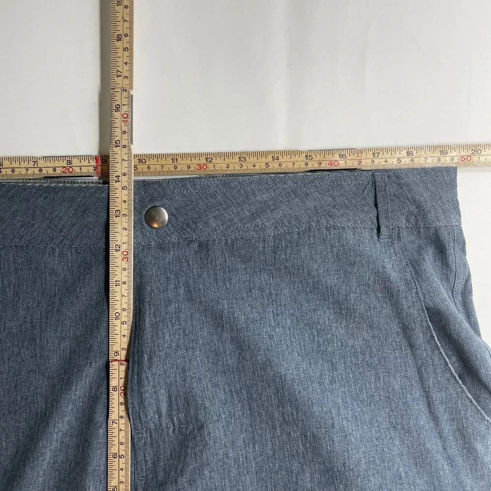 Abbot + Main Mens Hybrid Walk Shorts Blue Heathered 38 Quick Dry Utility Pocket